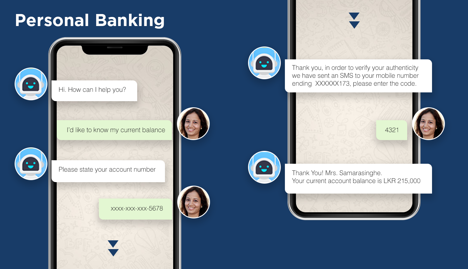 chatbot conversation on bank balance enquiry