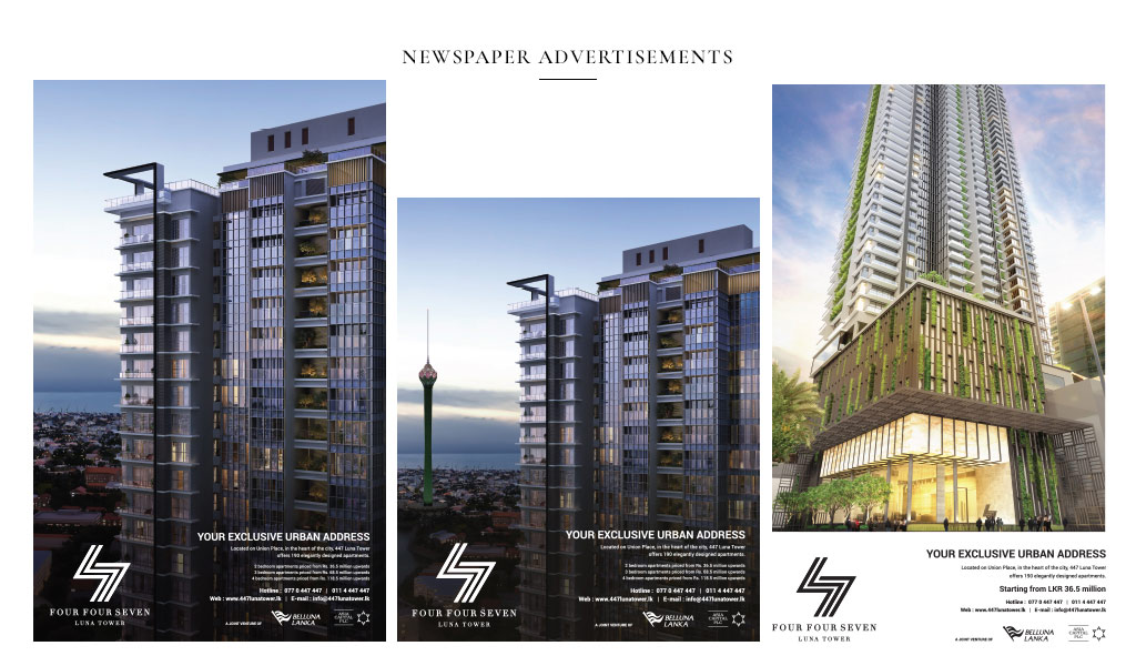 Newspaper Ad designs for Luna Tower promotions