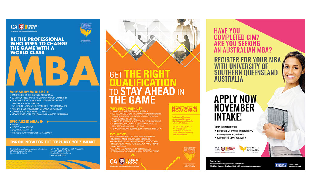 Banner creative for CA Business School, Srilanka