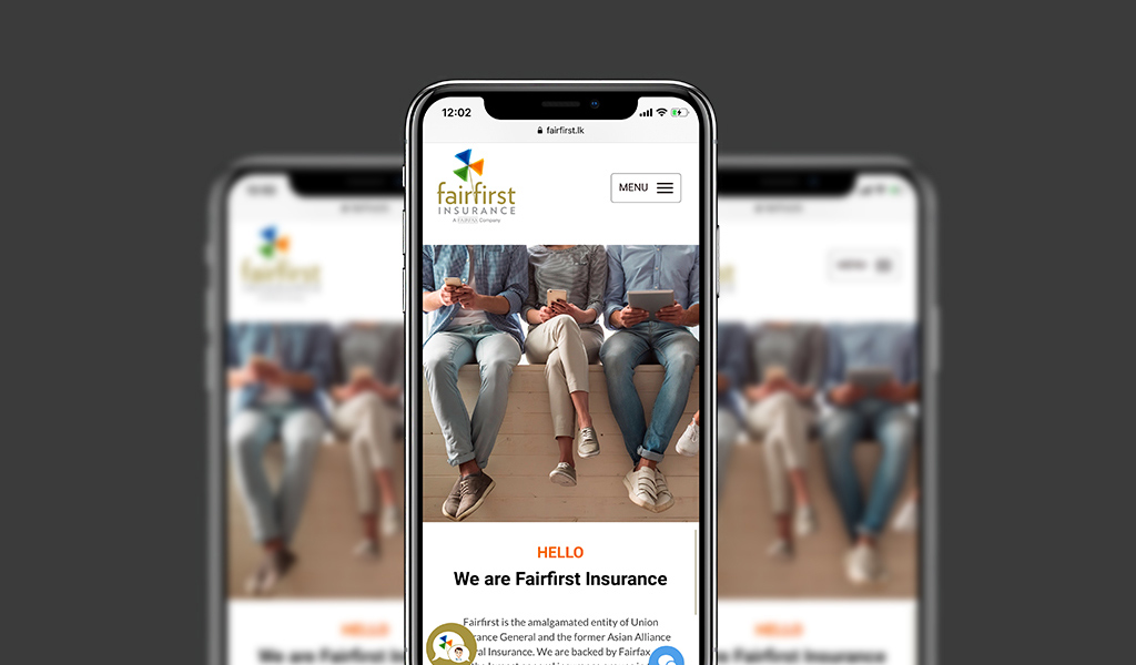 Fairfirst Insurance website is optimized for mobile screens.