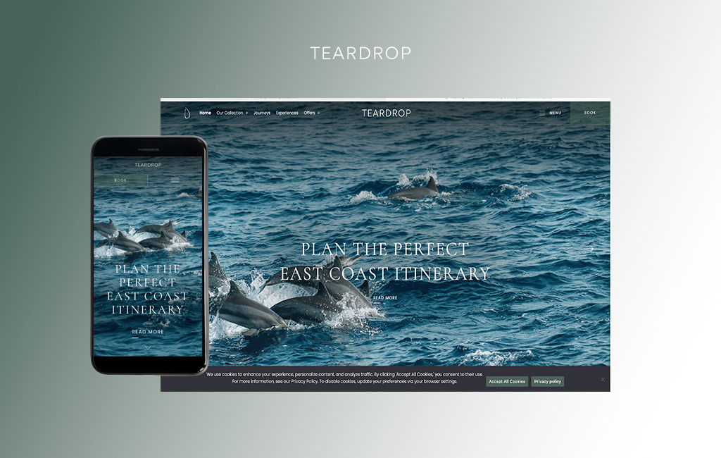 Teardrop Hotels resort website design & development