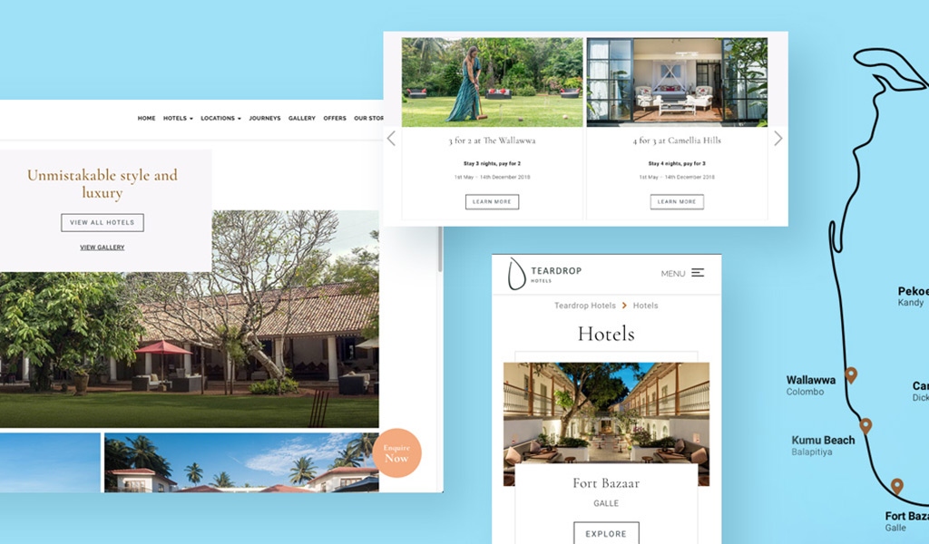 Creative Website Design for Teardrop Hotels, Srilanka