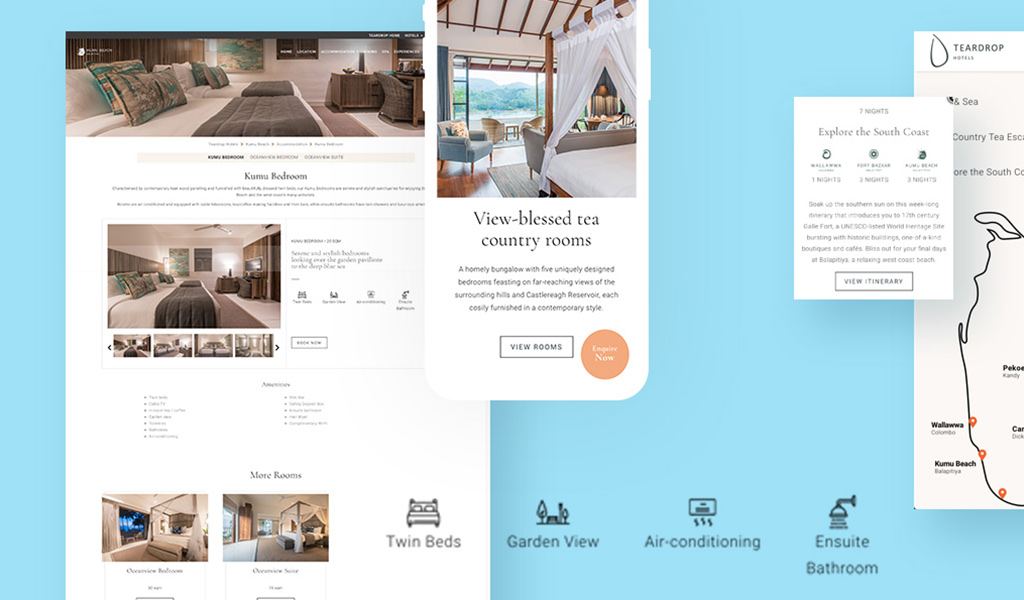Image of the website of Teardrop hotels and resorts optimized for all devices